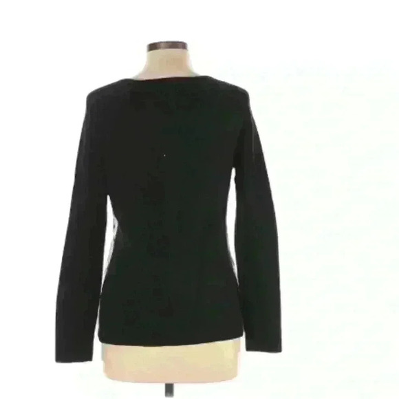 J. McLaughlin Ribbed Black and White Geometric Pattern Cotton Blend Boxy Sweater - Picture 2 of 9